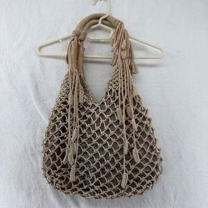 Monserat De Lucca natural Macrame Purse Handbag Beachy Boho Gypsy